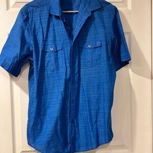 Alfani Vibrant Blue Casual Button Down Shirt